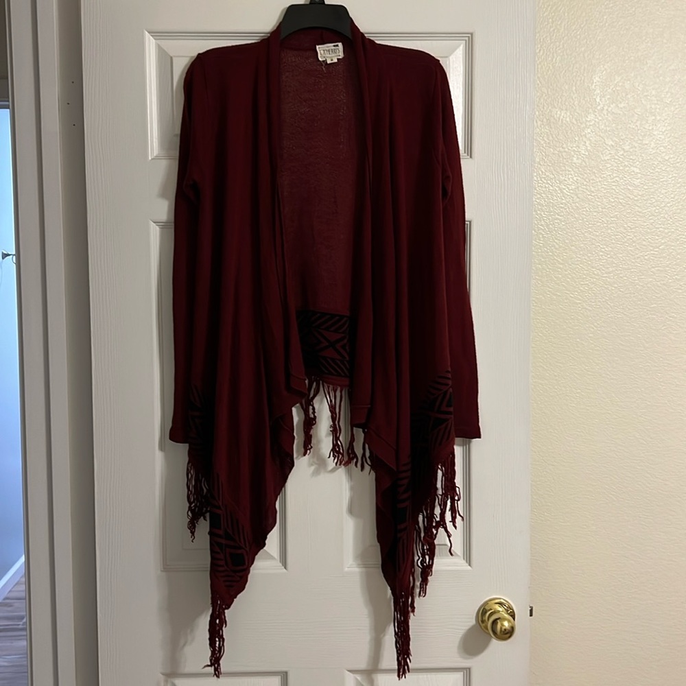 Maroon with black detail western cover up